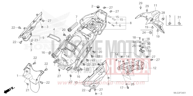KOTFLUEGEL, HINTEN (CRF1100A2/A4/AL2/AL4/D2/D4/DL2/DL4) von Africa Twin DCT PEARL GLARE WHITE (NHB53H) von 2022